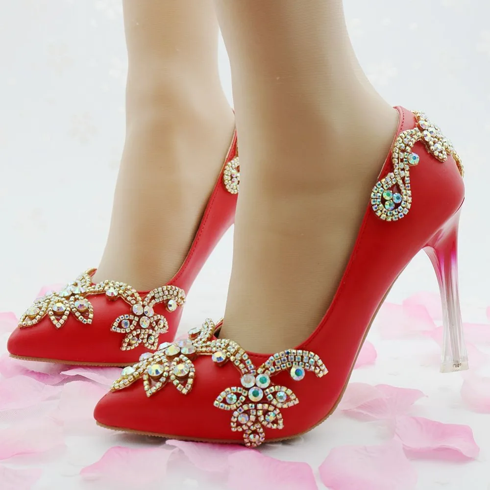 multi colored rhinestone pumps