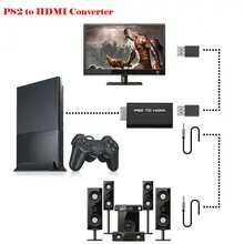 Черный PS2 к HDMI конвертер с 3,5 мм аудио Выход Порты и разъёмы ТВ HD видео конвертер штекерные соединители видео и аудио Выход