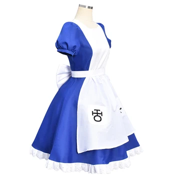 

Game Alice Madness Returns Halloween Cosplay Costume Halloween Carnival Uniforms Adult Women Blue Maid Dress Servant Outfit