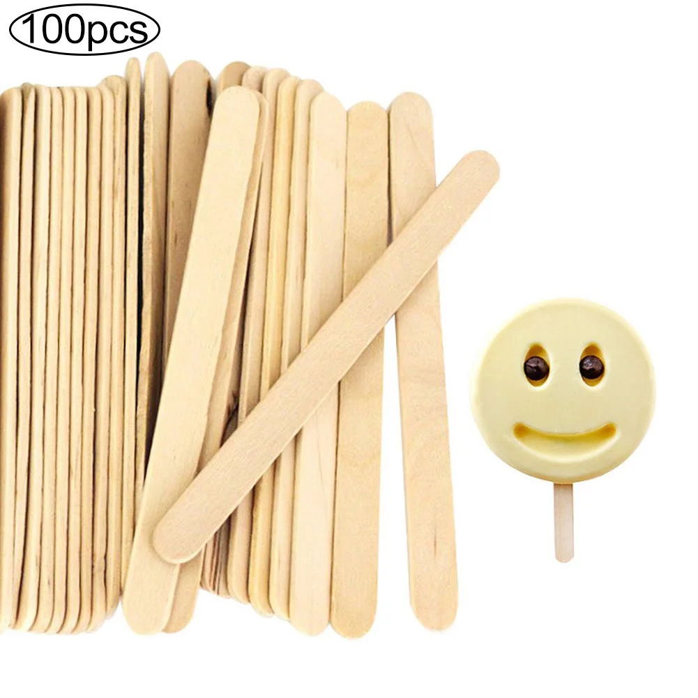 

50/100pcs Ice Pop Stick Ice Cream Sticks Natural Wooden Popsicle Sticks DIY Handwork Art Crafts Kids Projects Treat Cake Tool