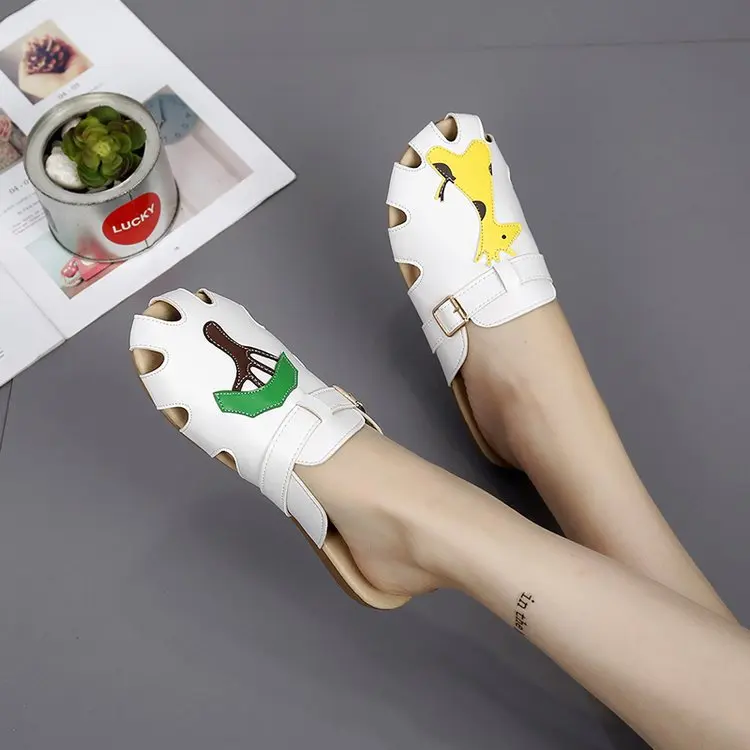 Медицинская противоскользящая обувь на плоской подошве; женские сандалии в Корейском стиле с закругленным носком; удобные аксессуары высокого качества с принтом для медсестры