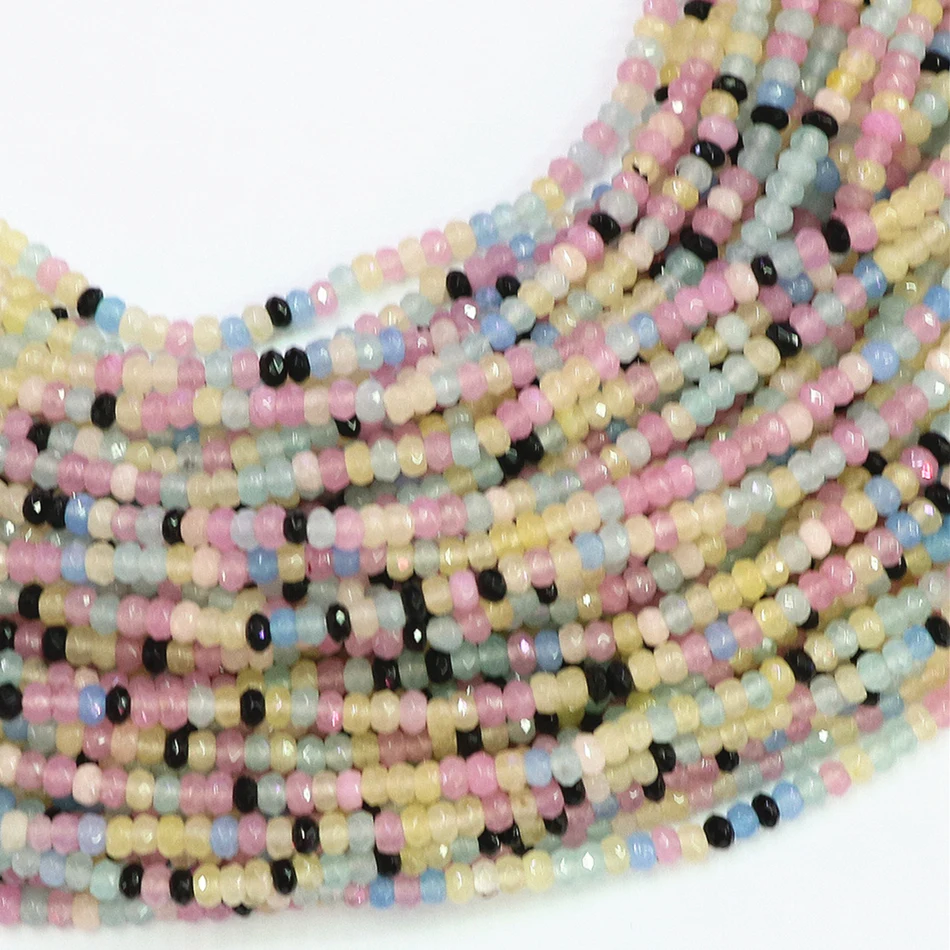 Разноцветные граненые шарики rondelle abacus chalcedony из натурального камня 2*4 мм