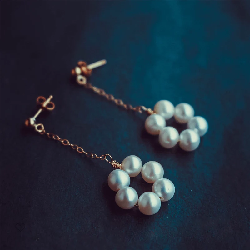 

Customize 5A Pearl Tassel Earrings14K Gold Filling Handmade Brincos Vintage Jewelry Not Fade Party Pendientes Earrings Oorbellen