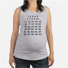 Футболки для беременных Повседневная одежда для беременных с принтом цифр топы без рукавов для беременных женская одежда летние футболки