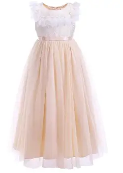 

Cutestyles New Fashion Beige Grandi Girl Wedding Dresses High Waist Kids Clothes For Party Dresses GD81219-12L