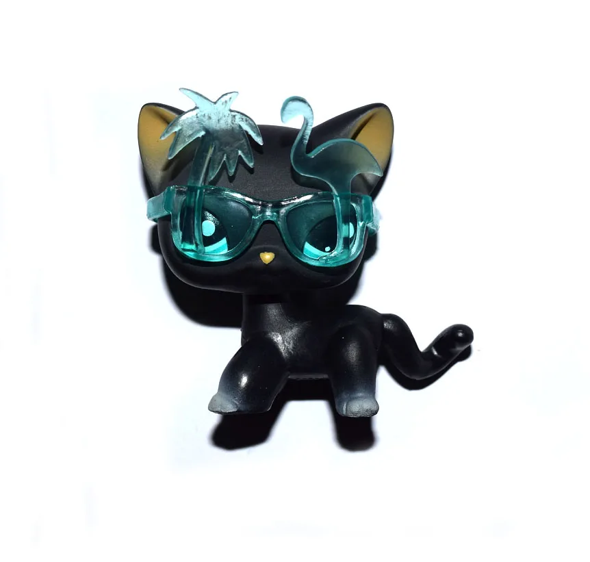 Littlest Pet Shop Cyan Eyes Shor Hair Black Cat Kitty Figure Doll Child Toy 
