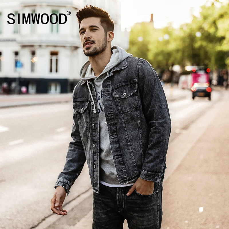 SIMWOOD 2018 Spring Winter NEW Denim Jacket Men Slim Fit