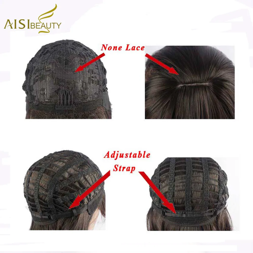 Pelucas sintéticas de corte de belleza AISI de Color negro con flequillo para mujer Peluca de pelo de mujer de onda Natural Cosplay resistente al calor Pelucas sintéticas de corte de belleza AISI de Color negro con flequillo para mujer Peluca de pelo de mujer de onda Natural Cosplay resistente al calor