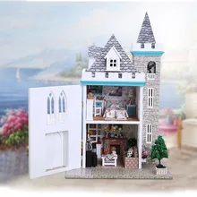 K012 DIY деревянный кукольный дом вилла с мебелью модель здания Наборы 3D миниатюрный лунный замок