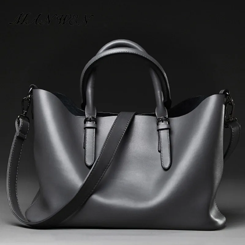 2017 New casual Large capacity genuine leather Tote bags for women High