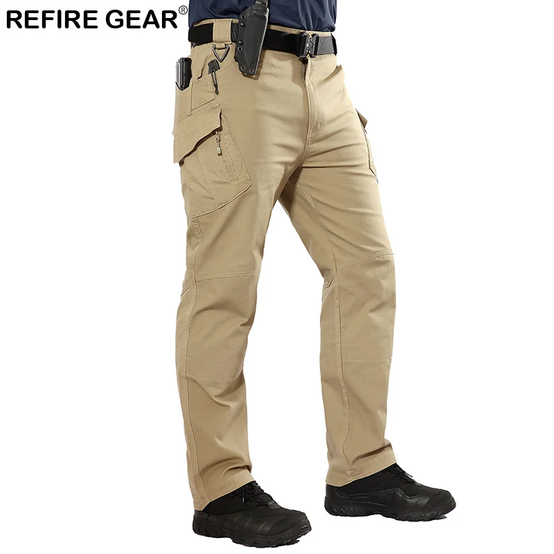 ReFire Gear IX9 Cargo Pants Outdoor Hiking Sport Climbing Pants men Cotton Breathable Muti-Pockets Anti-Pilling Fishing Trouser