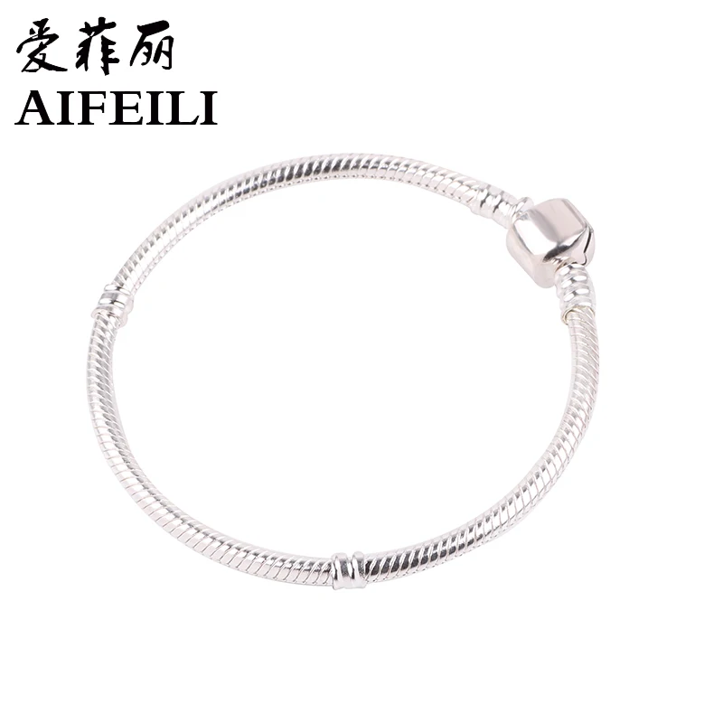 

AIFEILI Luxury 100% 925 Sterling Silver Charm Chain Fit Original Bracelet Bangle for Women Authentic Jewelry Pulseira Gift