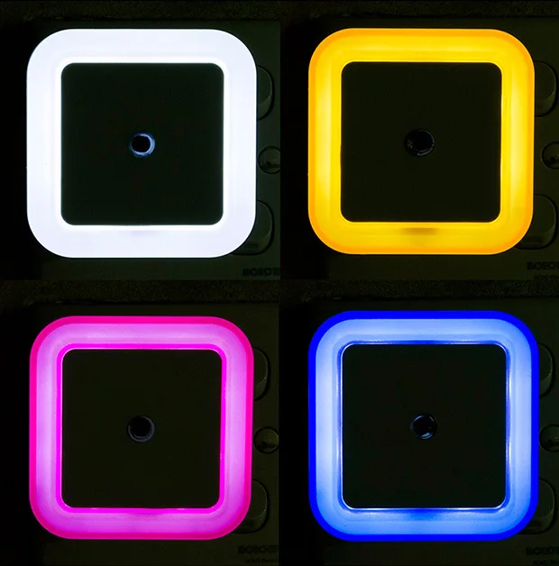 

Light Sensor Control Night Light Mini EU US Plug Novelty Square Bedroom lamp For Romantic Colorful Lights