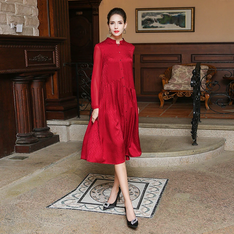 VOA New Chinese Red Silk Jacquard 