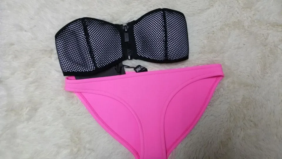 Неопреновый купальник неопреновый комплект бикини купальный костюм праздничные розовые метки