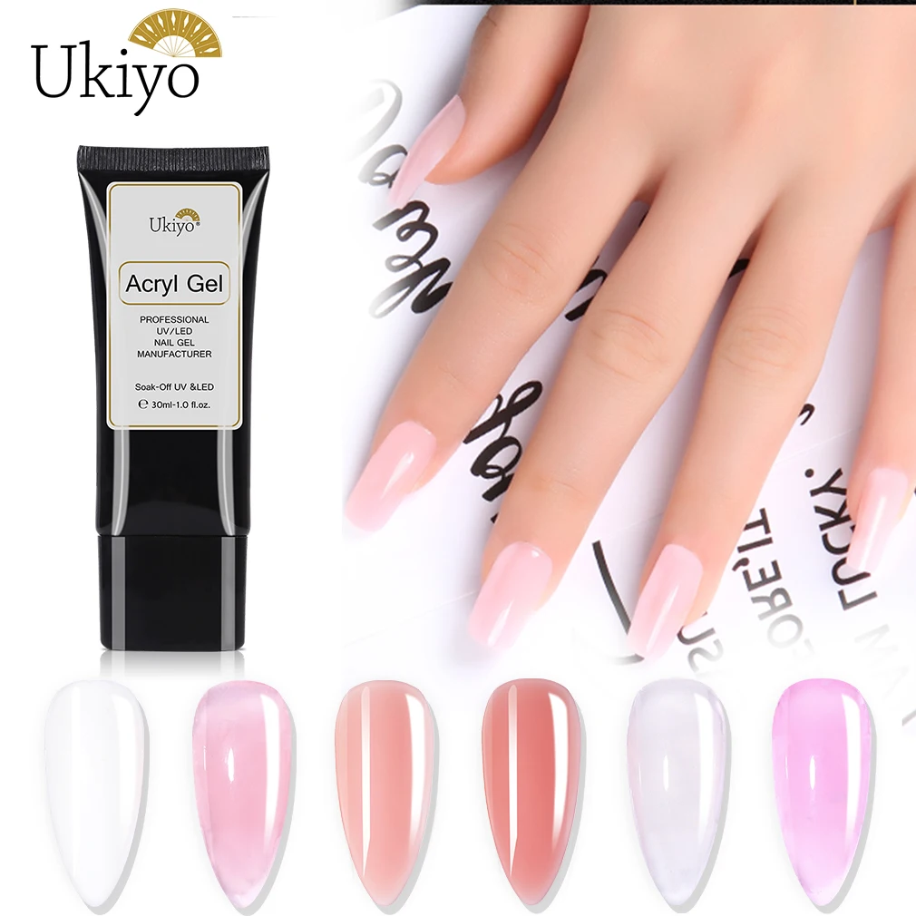 

Ukiyo 30ml Crystal Extend UV Nail Gel Extension Builder Acrylic Poly Gel 6 Color Builder Nail Extension Gel Polish Nail Art