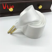 130 см/5" двухсторонний Гладкий Розовый белая лента Шнурки 3 см широкий золотой с металлическим носком Модные шнуровка с бантиком