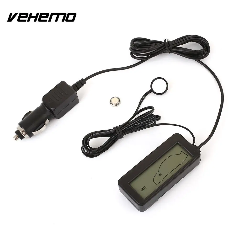 Vehemo Мини Автомобильный цифровой ЖК-электронный термометр Инструменты Водонепроницаемый DC12-24V