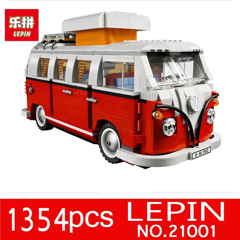 

LEPIN 21001 1354pcs Technic Series Volkswagen T1 Camper Van Model Building Blocks Bricks Toys Compatible 10220 for Children