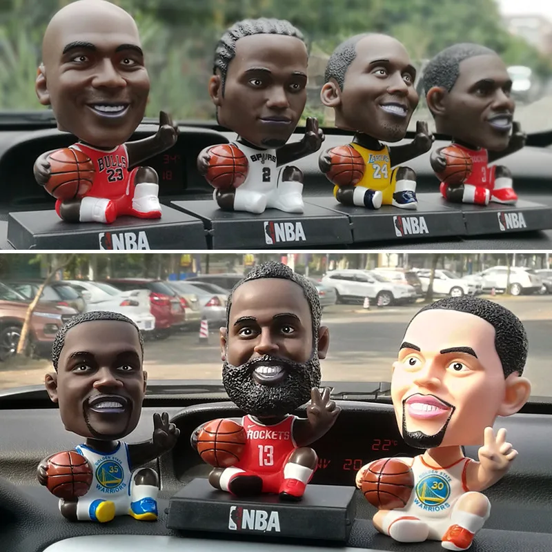 

13cm Football/Basketball Stars PVC Action Figure C Ronaldo JUV 7 Messi James Bobble Head Dolls Model Toys Car Decoration Gift
