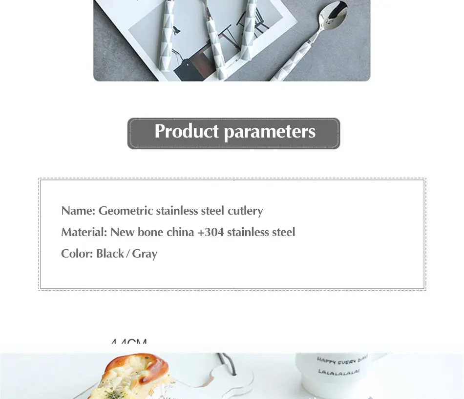 Europen Geometric Triangle Tableware Set Ceramic Cutlery Dinnerware Knife Fork Set Silver Luxury Cutleries Western Food Set 4pcs (3)