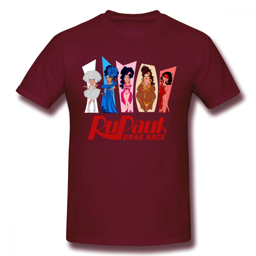 Rupaul Drag Race футболка для мужчин плюс размеры хлопок Футболка команды 4XL 5XL 6XL Camiseta - Цвет: Бургундия