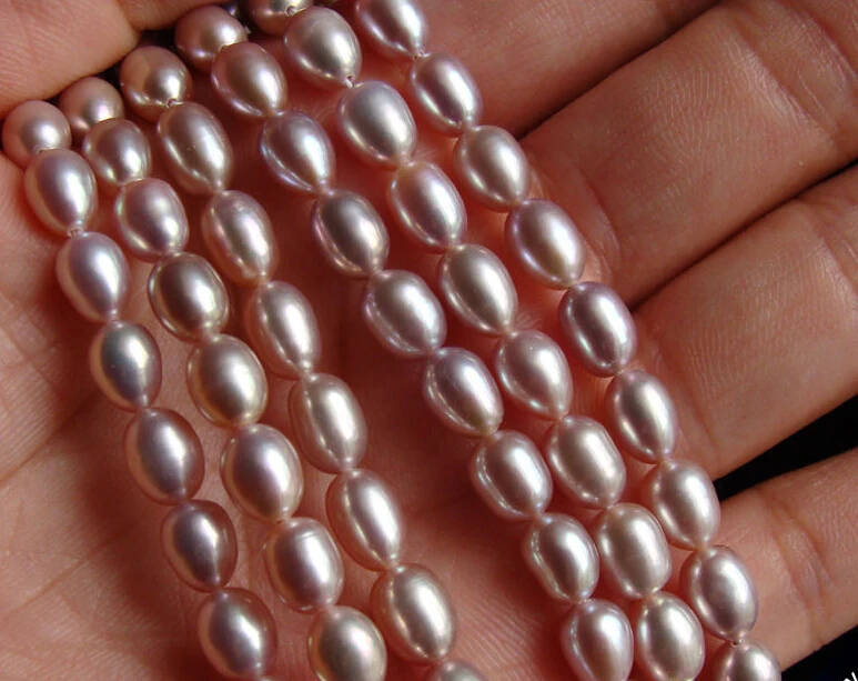 

Hot sell ->@@ N353 Natural 6X8mm Rice Purple Freshwater Pearls Loose Beads Strand 15" Jewelry -Top quality free shipping