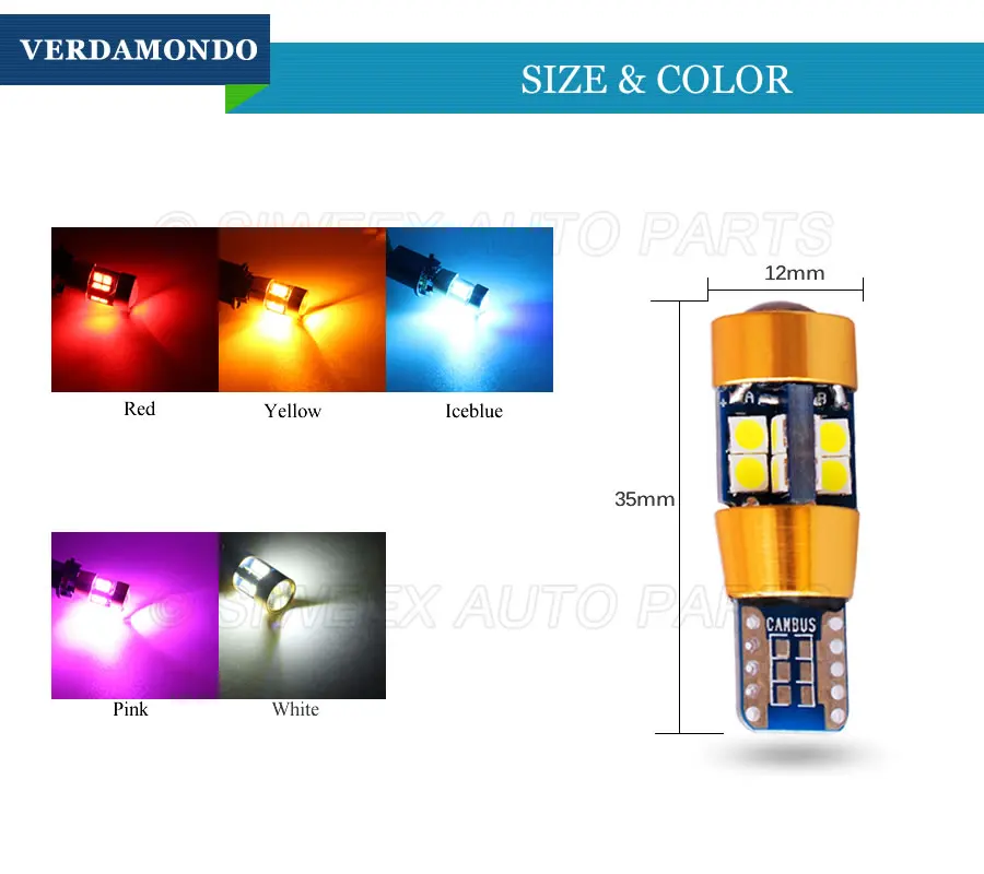 T10 светодиодный W5W 194 168 19 SMD 3030 авто лампы номерного знака багажник просвет Боковая дверь Автомобильные стояночные огни 12В красный, белый Iceblue желтого цвета