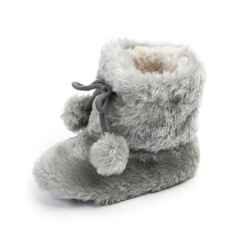 

Newborn Fleece Super keep warm fur wool Snow Winter Baby boots Ball decoration Crib Bebe Boys Girls Pattern bottom Kids boots