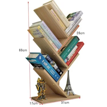 

60*31*17CM Modern Desktop Bookshelf Four Layer Office Bookcase Wood Children Bedroom Bookrack