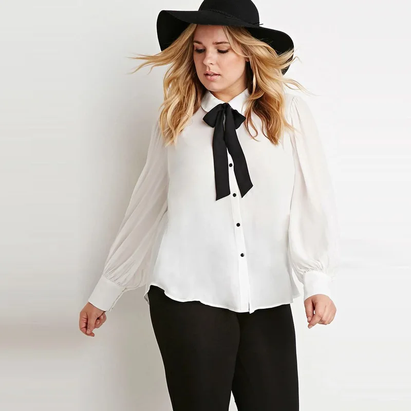 Elegant chiffon plus size blouses plus size