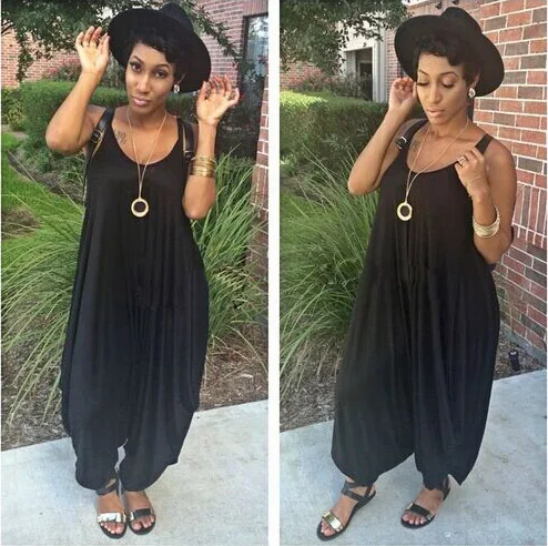 Solid O-Neck Sleeveless Tank Rompers Women Jumpsuit New 2016 Hot Summer Casual Loose Night Club Bodysuit Combinaison Femme