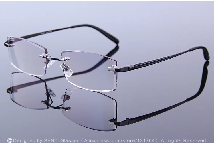 Простые мужские очки для чтения без оправы, прозрачный синий светильник, бескаркасные компьютерные очки, очки для чтения Пресбиопии S7037