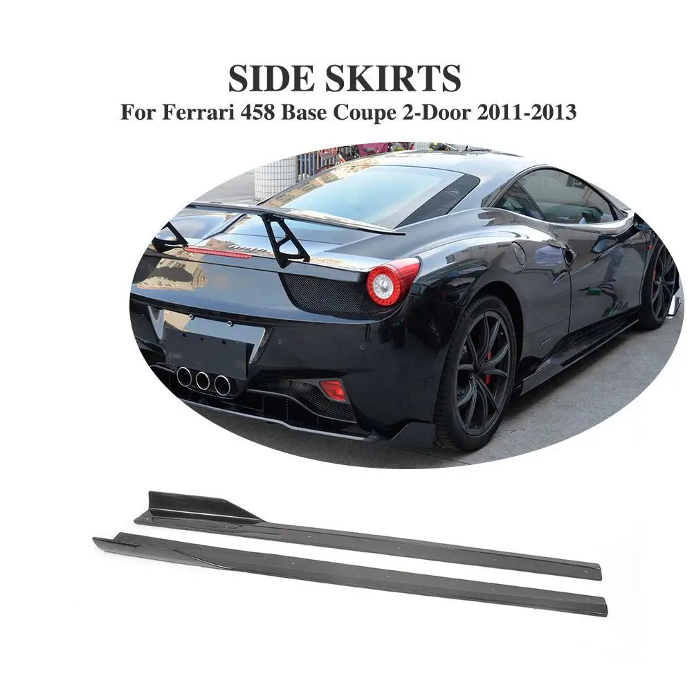 Carbon Fiber Side Door Bottom Line Lip Side Skirts for Ferrari 458 Base 2-Door 2011-2013 2PCS/SET V Style Car Accessories