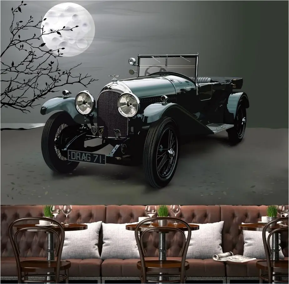 Online Shop Kustom Foto Mural 3d Wallpaper Retro Art Mobil Latar