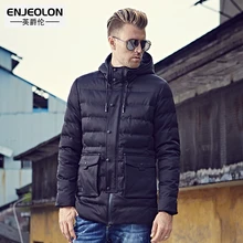 Enjeolon, брендовая зимняя хлопковая стеганая куртка с капюшоном, Мужская ветрозащитная парка, черное Мужское пальто на молнии, толстое Стеганое пальто для мужчин, WT0225