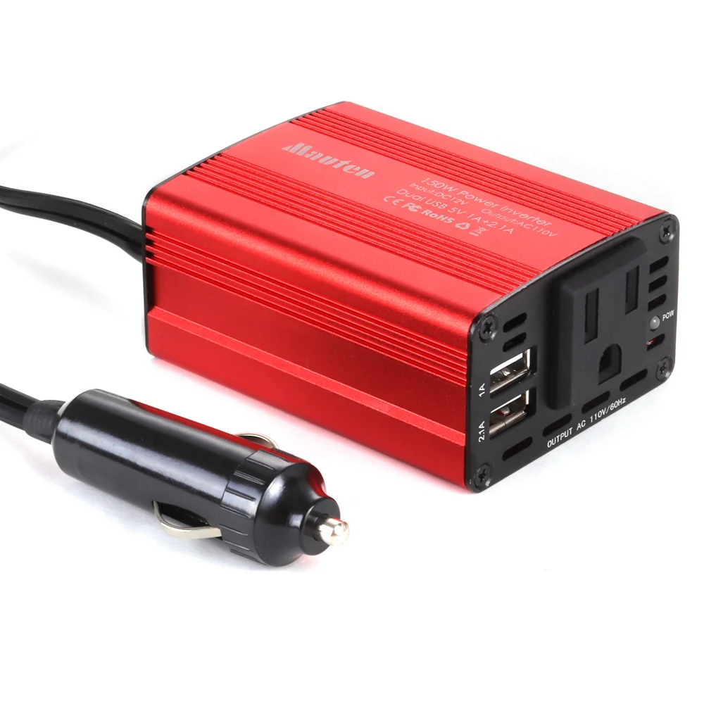 WSDMAVIS 1 Pcs DC 12V Power Inverter Power Adapter with USB DC 12V to AC 220V 150W Inverter for Car Vehical