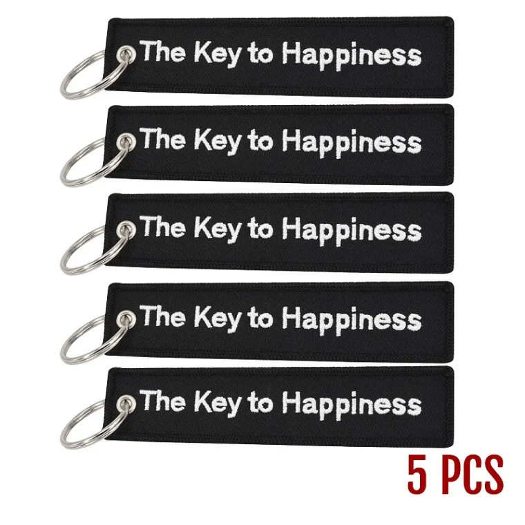 The Key to Happiness Key Chain Bijoux Keychain for Motorcycles and Cars Gifts Key Tag Embroidery Key Fobs OEM Key Ring Bijoux (6)