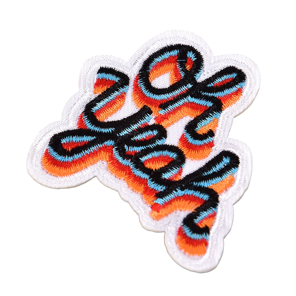 oh yeah Embroidered Applique Sewing Label Clothes DIY Iron On Patch Stickers Apparel Accessories Badge Approx. 5.3cmx6.4cm