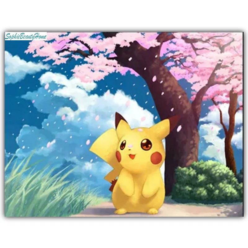 

Sophie Beauty Home 5D DIY Diamond Cartoon Cute Pikachu 3D Mosaic Cross stitch Kit Wall Stickers Home Decor Pattern