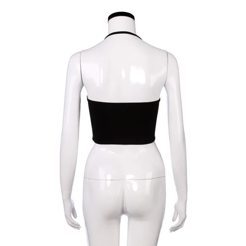 Sexy Halter Crop Top Female Camis Solid Bandage Tank Casual Vest Women's Tops Base Shirt Cropped Women's Blouse Wholesale noFB15 (4)