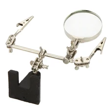 Third Hand Soldering Iron Stand Helping Clamp Vise Clip Tool 6x Magnifying Glass font b Electronic