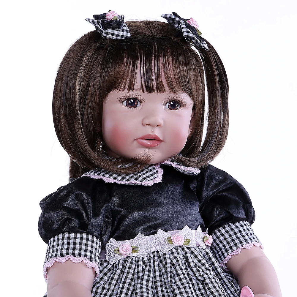60 см кукла для маленьких девочек с короткими темно-коричневыми волосами, развивающая игрушка, рождественский подарок для детей