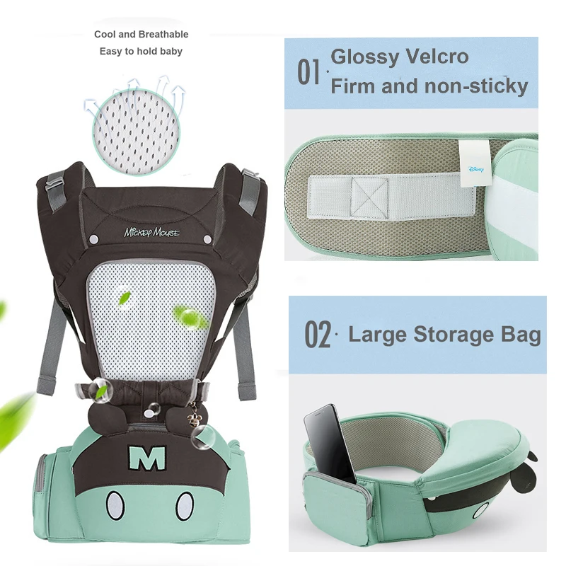 Tanie Disney 0 36 miesięcy łuk oddychające przodu stoi nosidełko Hipseat 20 kg niemowlę wygodne chusta do noszenia dziecka Wrap przewoźników