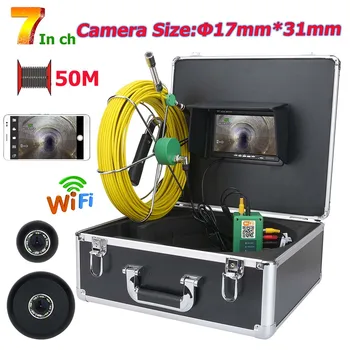 

7inch WiFi Wireless DVR 17mm Pipe Sewer Inspection Video Camera System IP68 1000 TVL Camera with 8pcs LED APP 50m