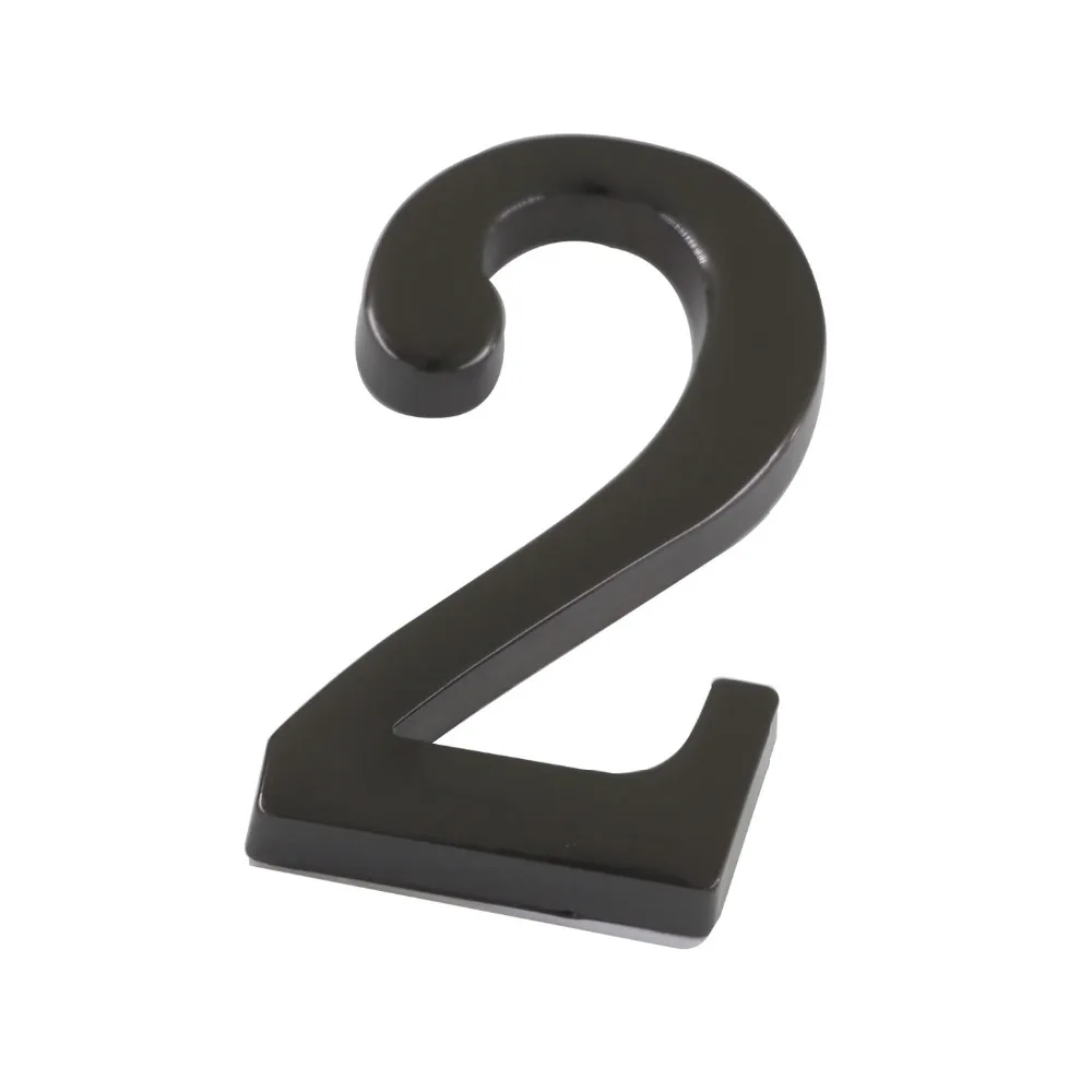 

1pc Door Plates Number 2# Door Plate Black 50mm x 30mm Adhesive Sticker Plate House Room Hotel Digital Door Gate Number