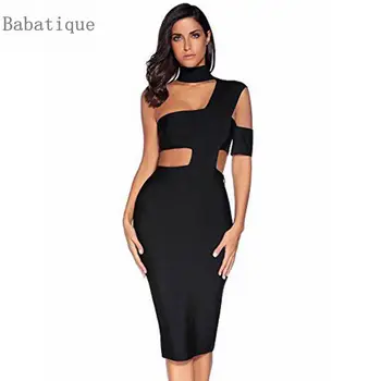

2019 Sexy Pink Black One Shoulder solid Chocker Hollow Out Bandage Dresses Special Occasion Women Night Club Patry Vestidios