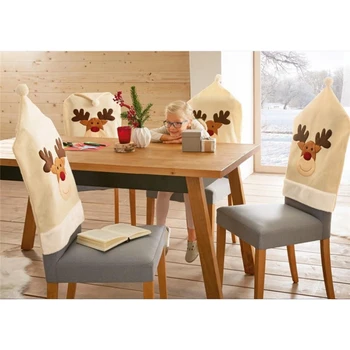 

Christmas Non-woven Elk Embroidery Chair Set White Top Quality Christmas Table Decor Fashion Christmas Decoration for Home MFD69