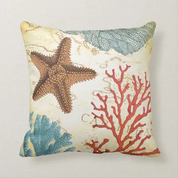 

Personality Tropical Colorful Starfish and Coral Throw Pillow Zipper Home Sofa Decorative Throw Pillow Cover Cushion Case Inch 1