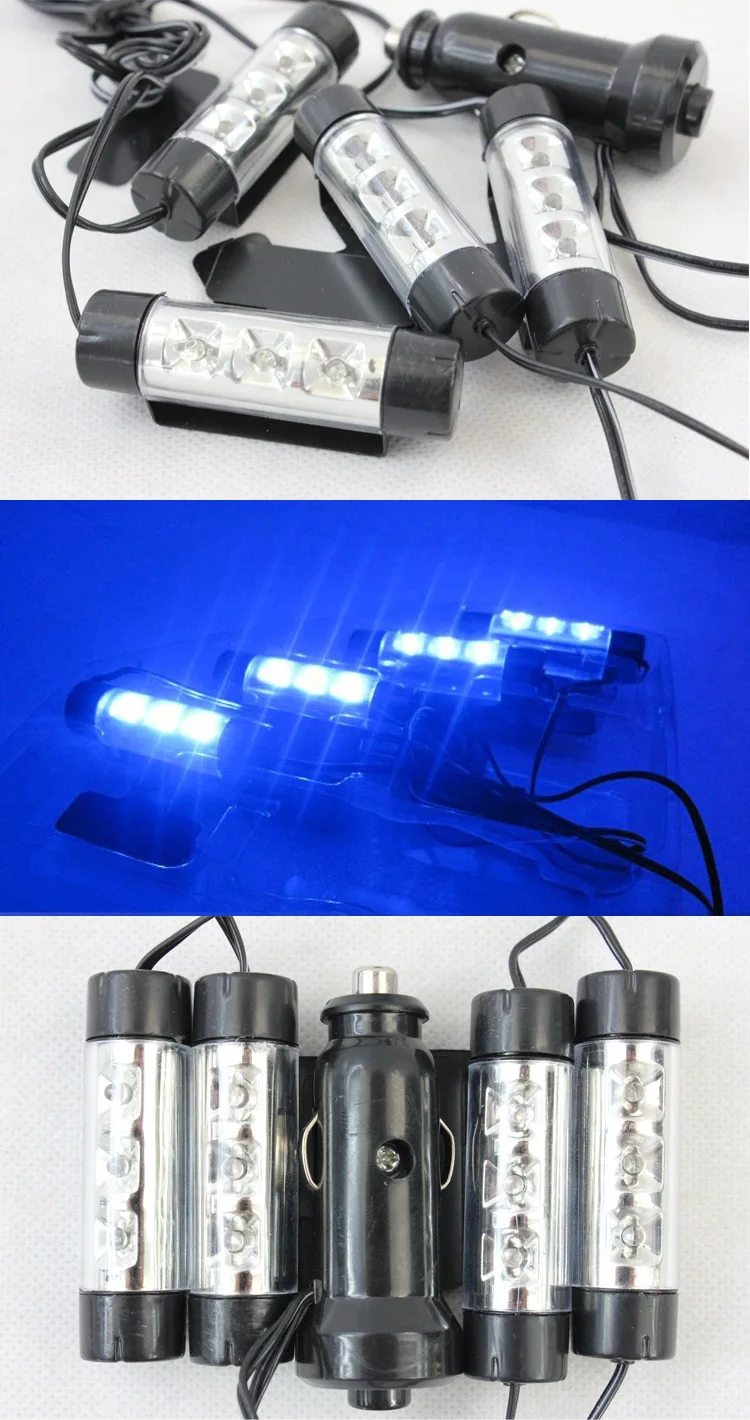 4x 3LED синий автомобиль зарядка аксессуары для интерьера ноги автомобиля декоративные 4в1 огни дневного света автомобиля Стайлинг и парковка
